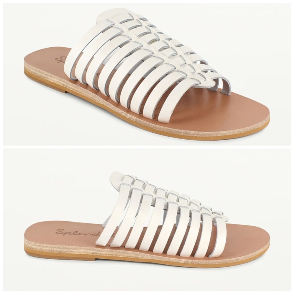 Splendid Talula Ivory Multi Strap Woven Huarache Slide Leather Sandals NEW 7 - Picture 9 of 10
